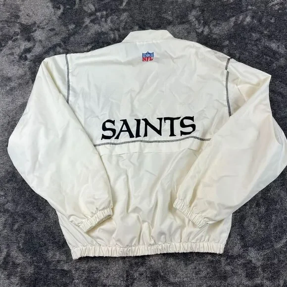 Vtg 90s Saints Reebok Spellout 1/4 Zip Windbreaker Jacket Mock Neck Men's M* NFL - Picture 9 of 12